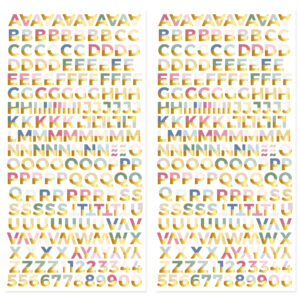 Alfabeto Chipboard con Foil Pétalos Mintopia