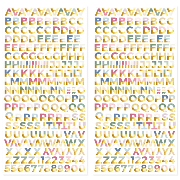 Alfabeto Chipboard con Foil Pétalos Mintopia
